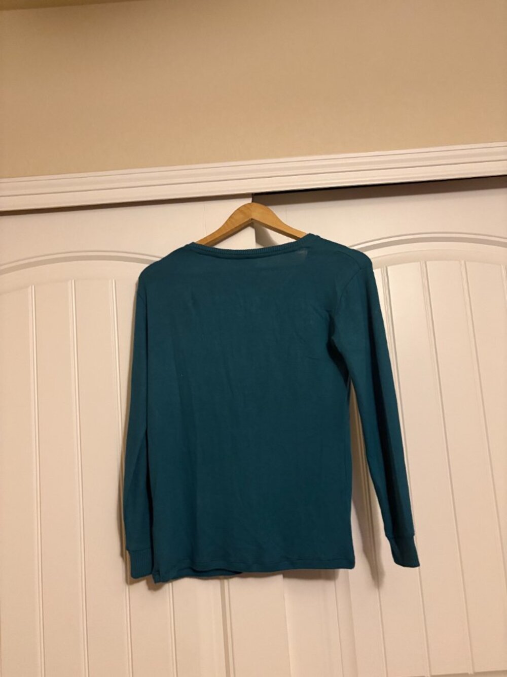 FatFace Henley Sweater US Size 2 Teal Green Long Sleeve Viscose Blend Classic - Picture 3 of 3